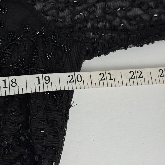 Pisarro Nights V Neck Cocktail Dress Beaded Mesh Sz 6 READ Formal 3/4 Sleeve - Picture 11 of 14